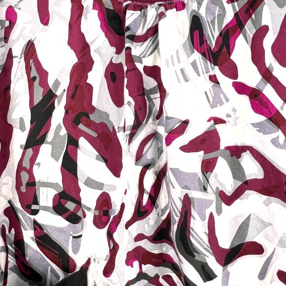 Ubane Scrubs Top Womens Large-Modern Abstract - Black/Maroon/Gray SS Stretch - Picture 2 of 5